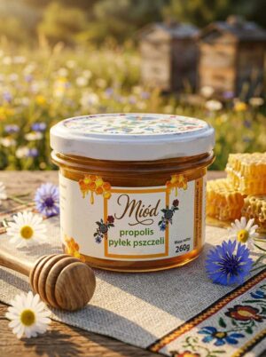 Miód propolis pyłek pszczeli 260g